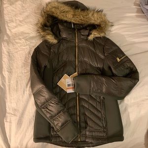 NWT! Michael Kors Faux Fur Olive Green jacket